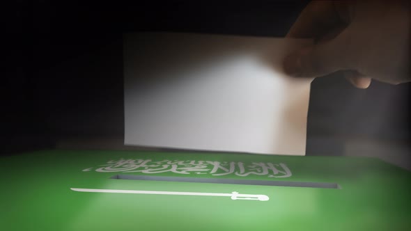 Digital Composite Hand Voting To National Flag OF Saudi Arabia