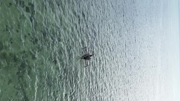 Tanzania Vertical Video  Boat Boats in the Ocean Near the Coast of Zanzibar Aerial View