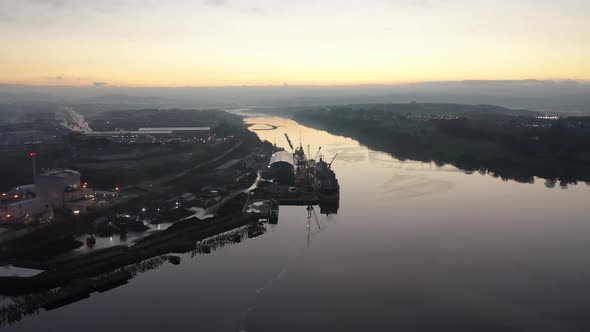 Flying Towards Culmore Point Near Derry Northern Ireland