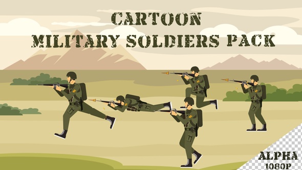 Military Solider Pack - "Walk cycle, Run Cycle, Shooting pose" - Cartoon Animations