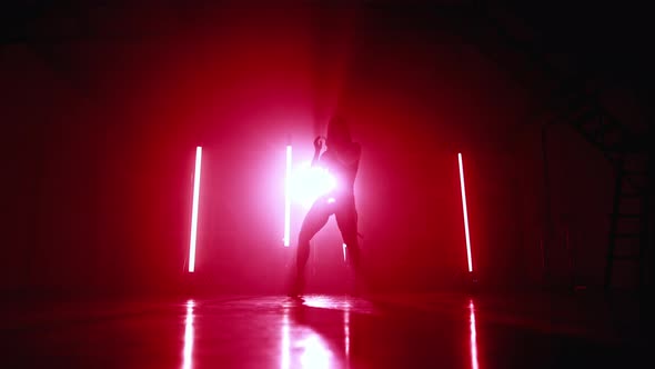 Amazing Unrecognizable Woman Dancing in Red Light