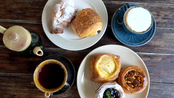 Variety of Puff Pastry Buns in Cafe