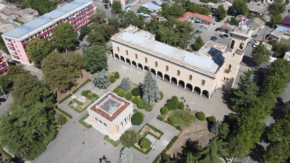 Aerial view of Joseph Stalin Museum in city Gori. Stalin's Homeland