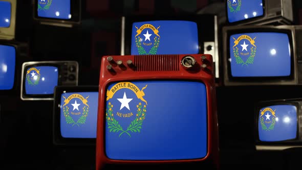 The flag of the U.S. state of Nevada and Retro TVs.