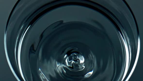 Closeup Water Droplet Falling Smooth Surface Top View