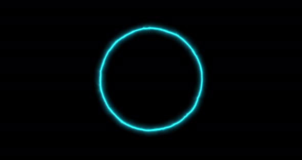 Blue Ring of Lightning Energy Neon a Black Background