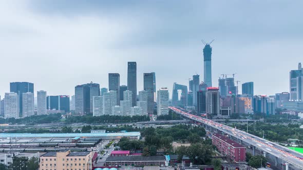 Time lapse of Jianwai SOHO,the CBD skyline in Beijing,China