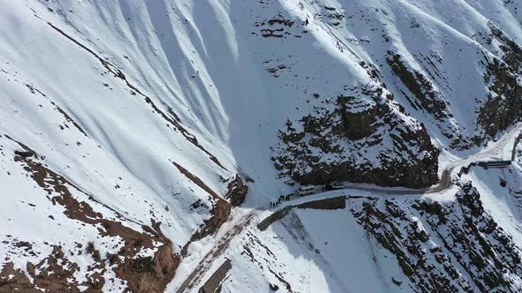 Aerial Shot of Beautiful Snow Covered Mountains 