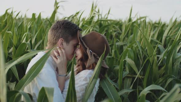 Loving Couple in the Corn Field