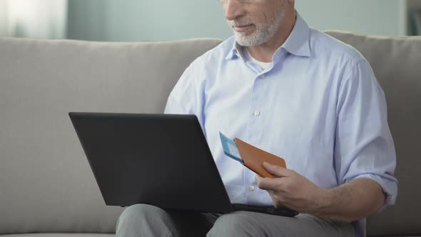 Man Viewing Photos of Resort Town Booking Hotel Room on Laptop