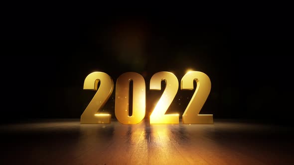 Happy New Year 2022 Golden Particles