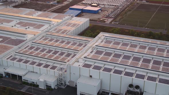 Solar power station on factory rooftop