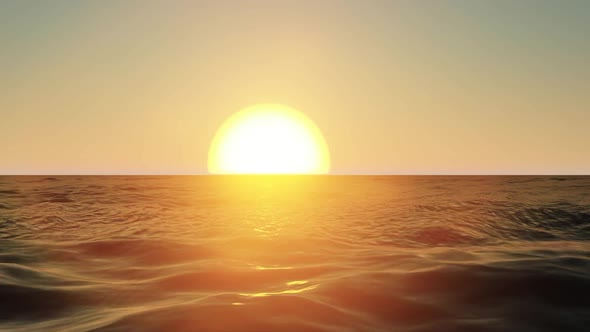 Slow Motion of the Sunset in the Middle of the Sea