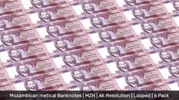 Mozambique Banknotes Money / Mozambican metical / Currency MT / MZN/ | 6 Pack | - 4K