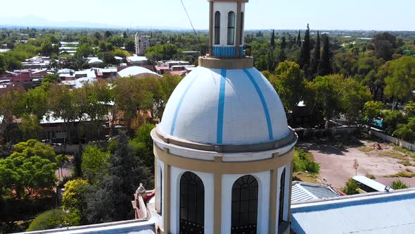 Church, Cathedral, Temple (Mendoza, Argentina) aerial view, drone footage