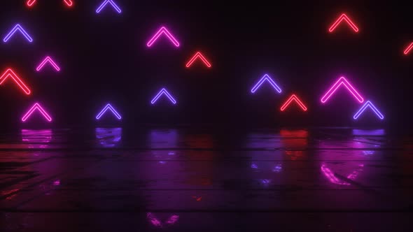 Colorful Neon Glowing Arrows Rising Up Backdrop