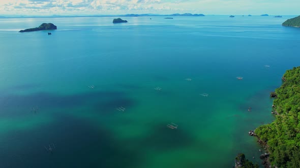 Drones are flying over the beautiful sea