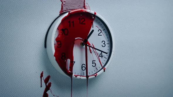 Blood Splats On Wall Clock