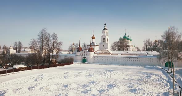 White Monastery In The Winter Russian City Of Pereslavl Zalessky