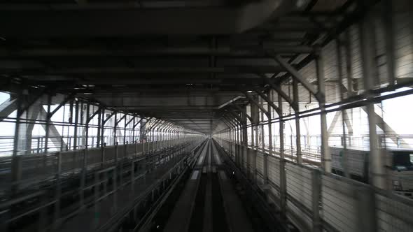 POV From Monorail in Tokyo, Japan