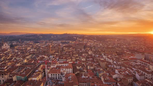 Florence, Italy Aerial View at Sunset