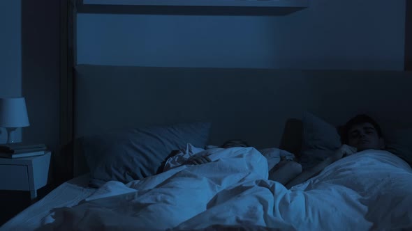 Bedtime Nightmare Sleep Disorder Woman Bed Husband