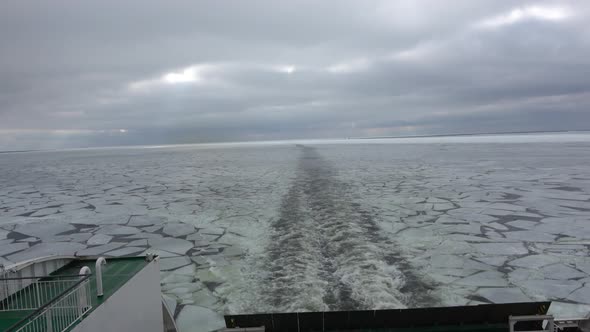 Greywater Of A Ship On The Frozen Sea Surface