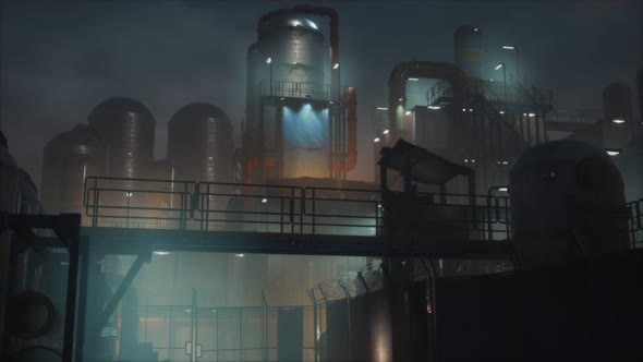 Petrochemical Industry Factory at Night alt