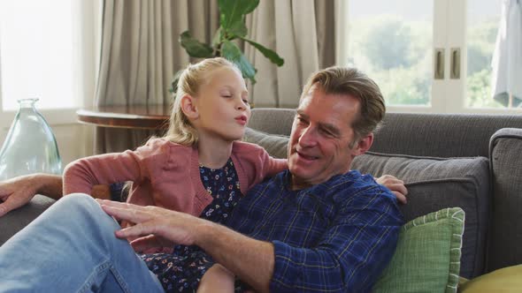 Grandfather and granddaughter spending time together