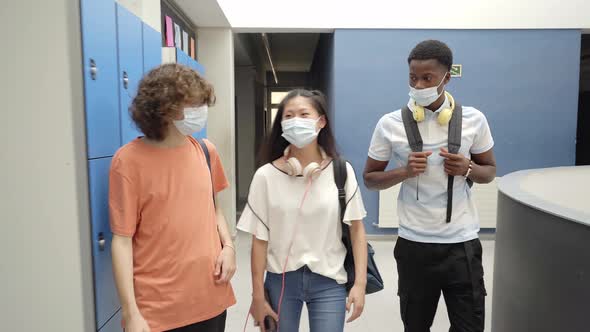 Back to School for Young Students Wearing Masks to Protect Themselves From the Coronavirus Pandemic