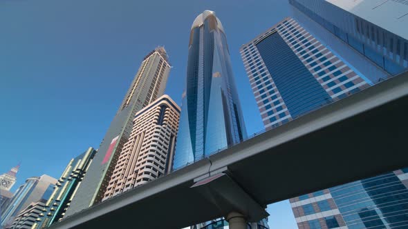 Skyscrapers at the Sheikh Zayed Road in Dubai Timelapse Hyperlapse