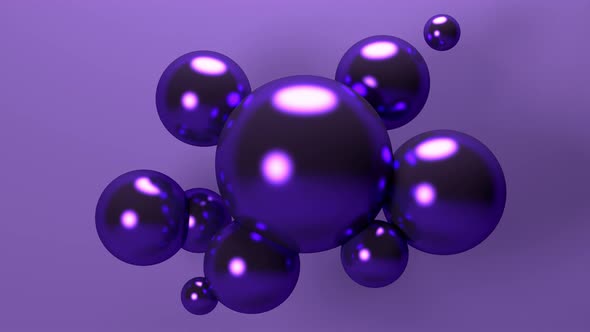 Abstract lilac background with metal spheres.