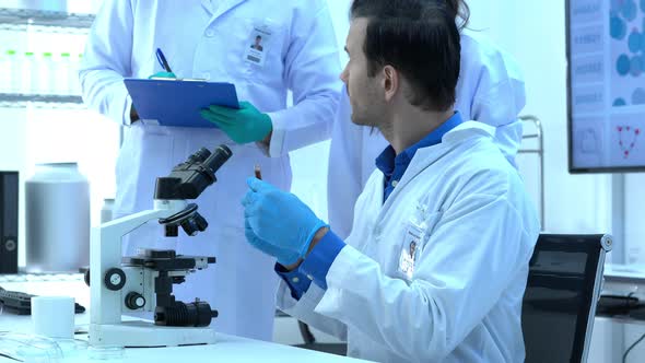 Scientist in modern laboratory