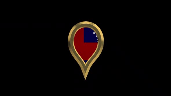 Samoa 3D Rotating Location Gold Pin Icon