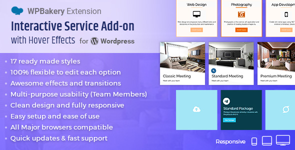 Interactive Service Add-On with Hover Effects for WPBakery
