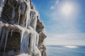 Frozen waterfall on the sea shore - PhotoDune Item for Sale
