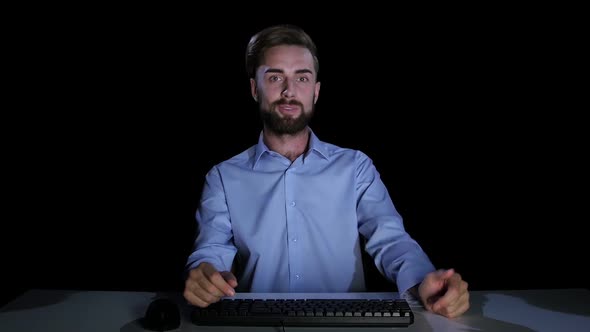 Man Feels the Emotions of Bewilderment Communicating on the Internet