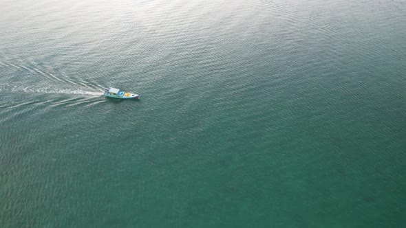 Aerial Boat on tropical Beach