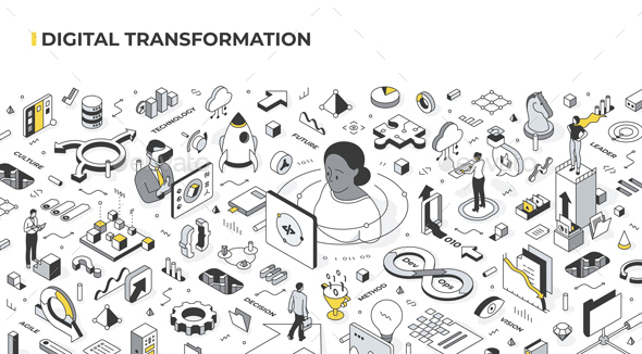 Digital Transformation Isometric Illustration