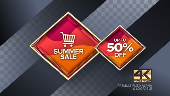 Sale 50% Gold Rotating Badge 4K Looping Design Element