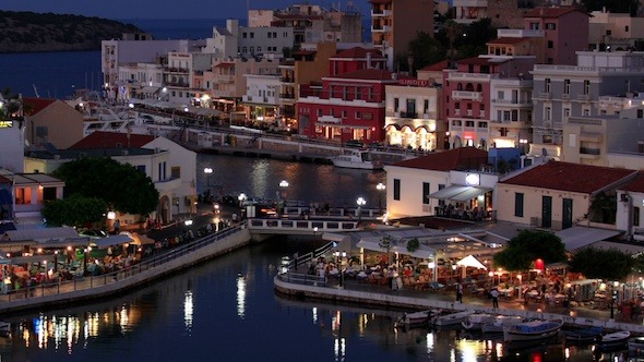 Lake Voulismeni Evening Scene, Agios Nikolaos, Crete 2