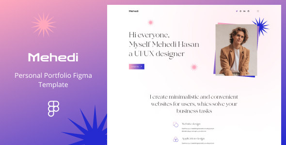 Mehedi – Personal Portfolio Figma Template – 1 Sold!