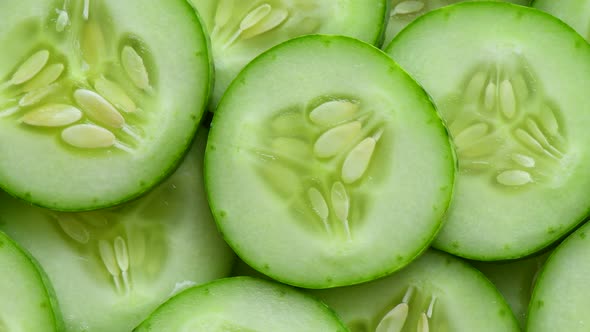 Top view of fresh sliced cucumber