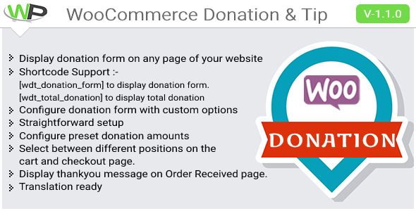 woocommerce donation tip v1.0.9