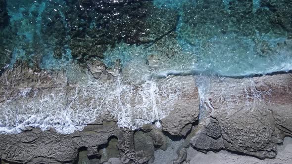 Aerial View Sea Near Coast  Closeup Coastal Seascape