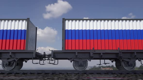 Containers with the Flag of Russia