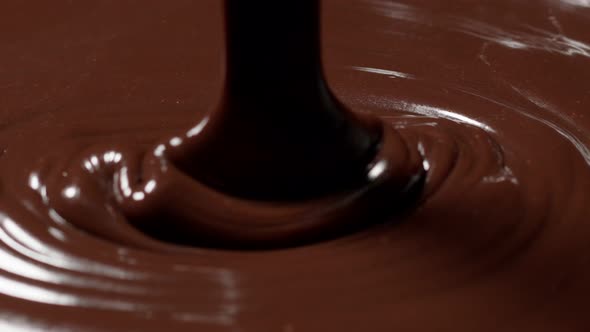 Pouring Melted Liquid Premium Dark or Milk Chocolate with Nuts Preparing Confectionery Dessert