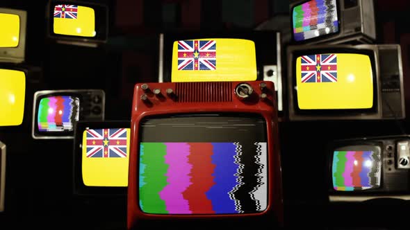 Niue flag on Retro TVs.