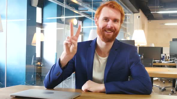 Victory Sign by Man, Red Hairs
