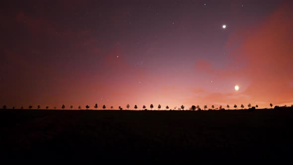 Cosmic timelapse with stars, comets, the Moon, planet Venus, and the Starlink satelites flying by. alt